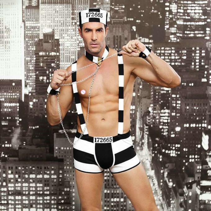 Mens Role Play Costumes Outfit Hot Erotic Sexy Prisoner Cosplay for Man′s Lingerie