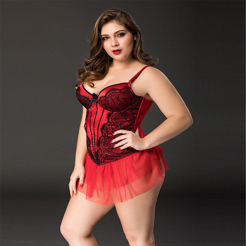 프라임 레드 레이스 속옷 85kg XXXL 대형 섹시 속옷 꽃 민소매