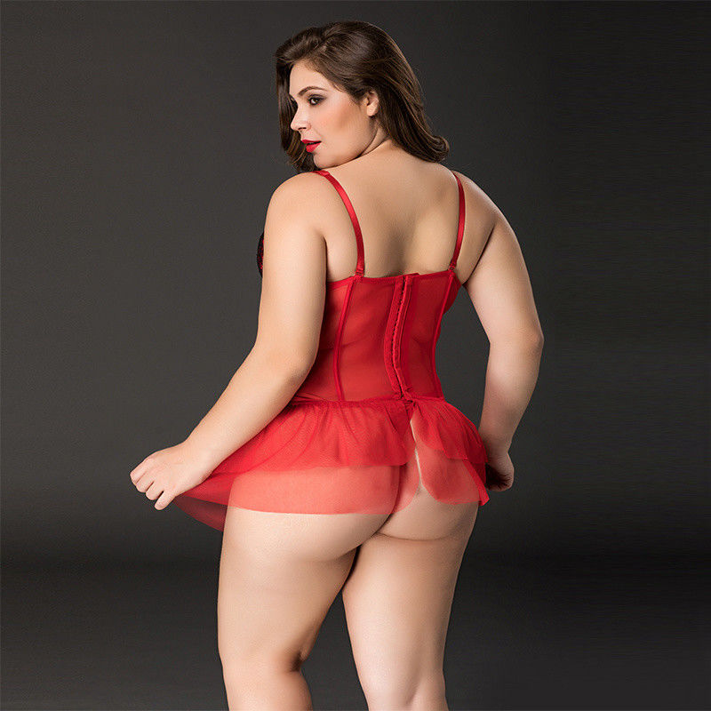 프라임 레드 레이스 속옷 85kg XXXL 대형 섹시 속옷 꽃 민소매