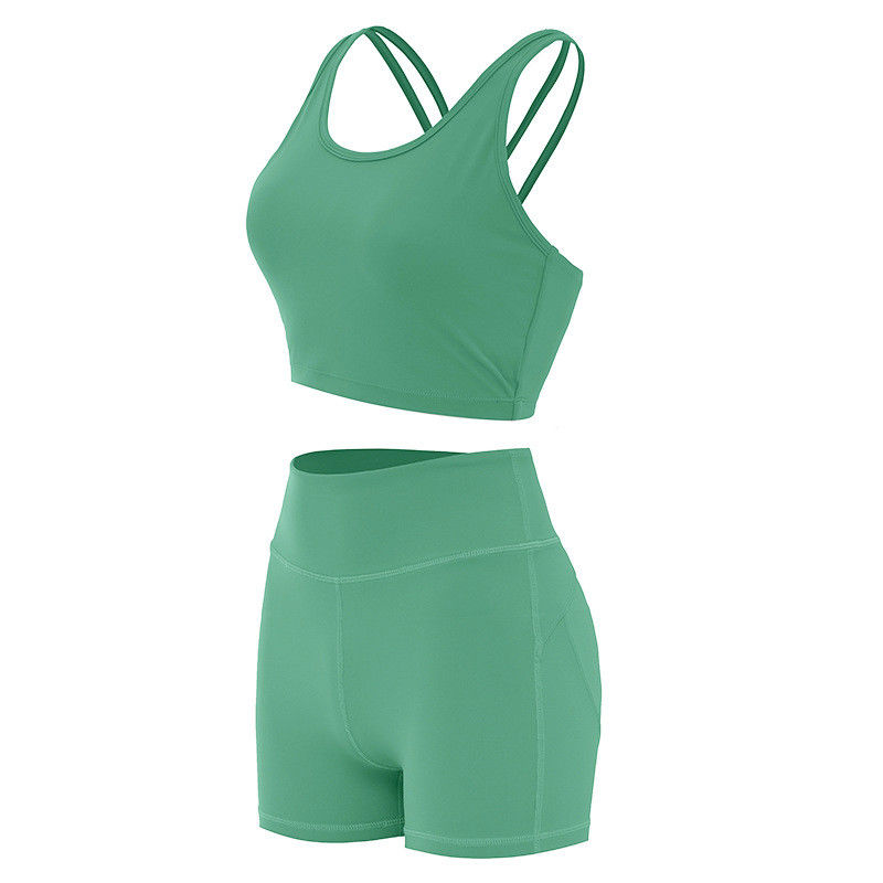 엉덩이 Lifying 반바지 여성 스포츠 브래지어 늑골이있는 원활한 운동 세트 Activewear