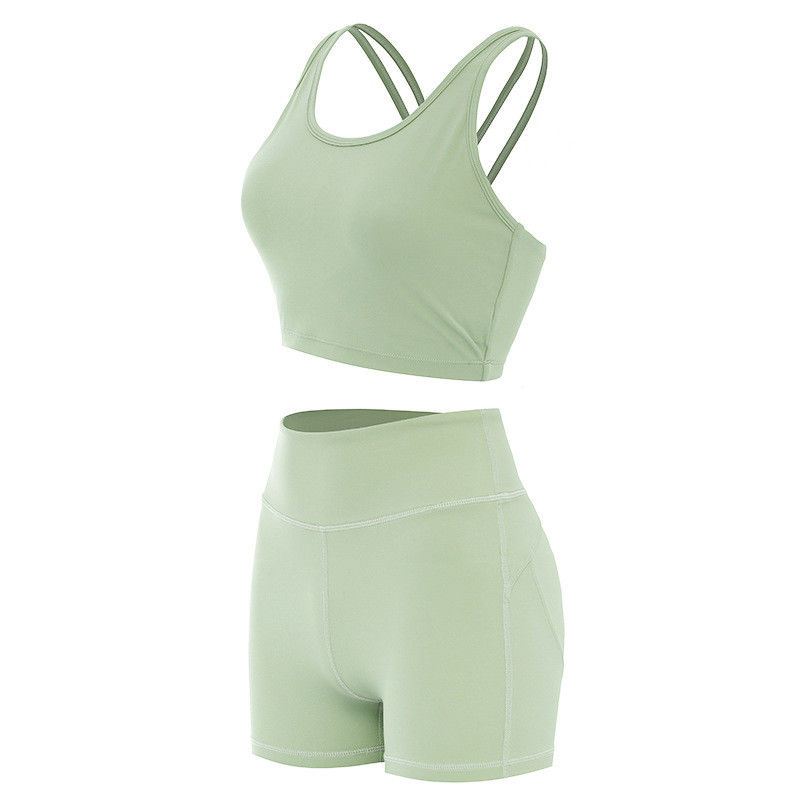 엉덩이 Lifying 반바지 여성 스포츠 브래지어 늑골이있는 원활한 운동 세트 Activewear