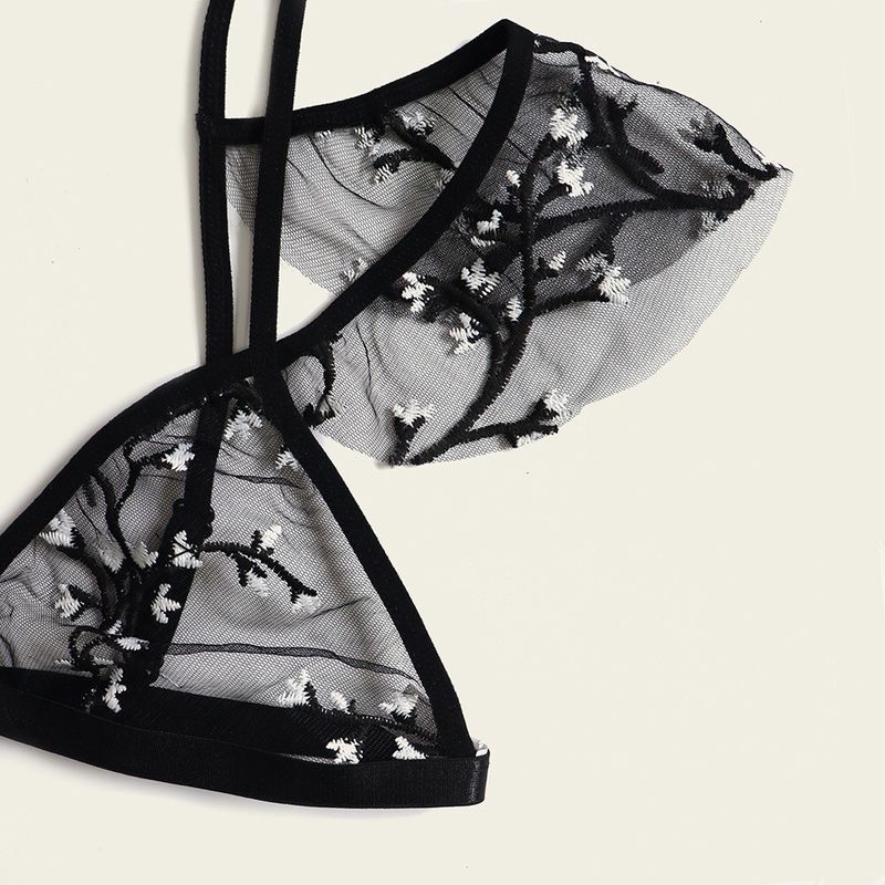 통기성 항균 섹시한 투명 레이스 82 폴리아미드 꽃 레이스 Bralette