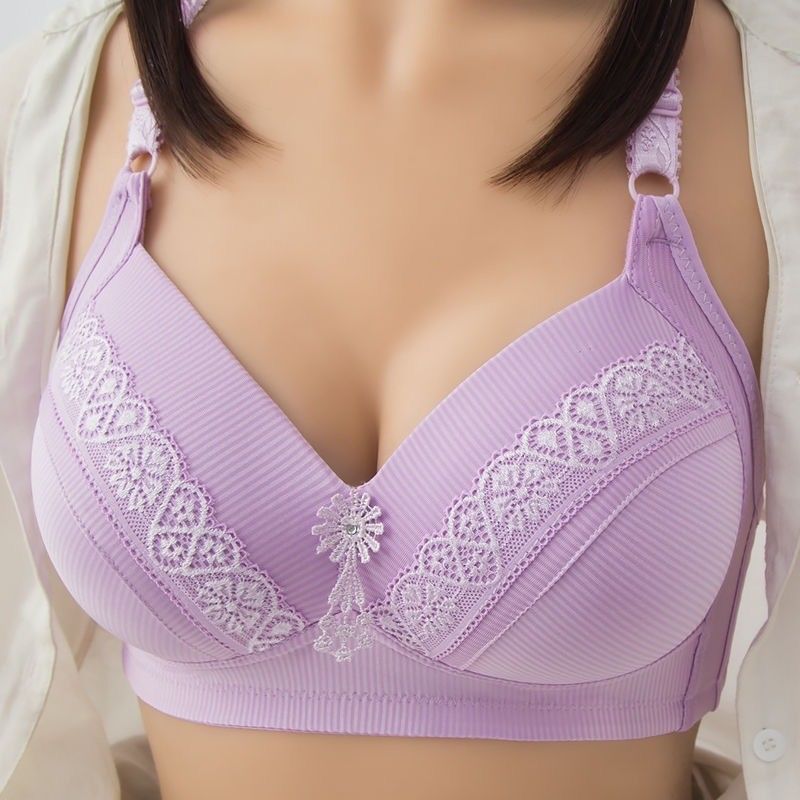 꽃 무선 푸시 업 브래지어 전체 컵 105cm 흉상 빅 브레스트 와이어 무료